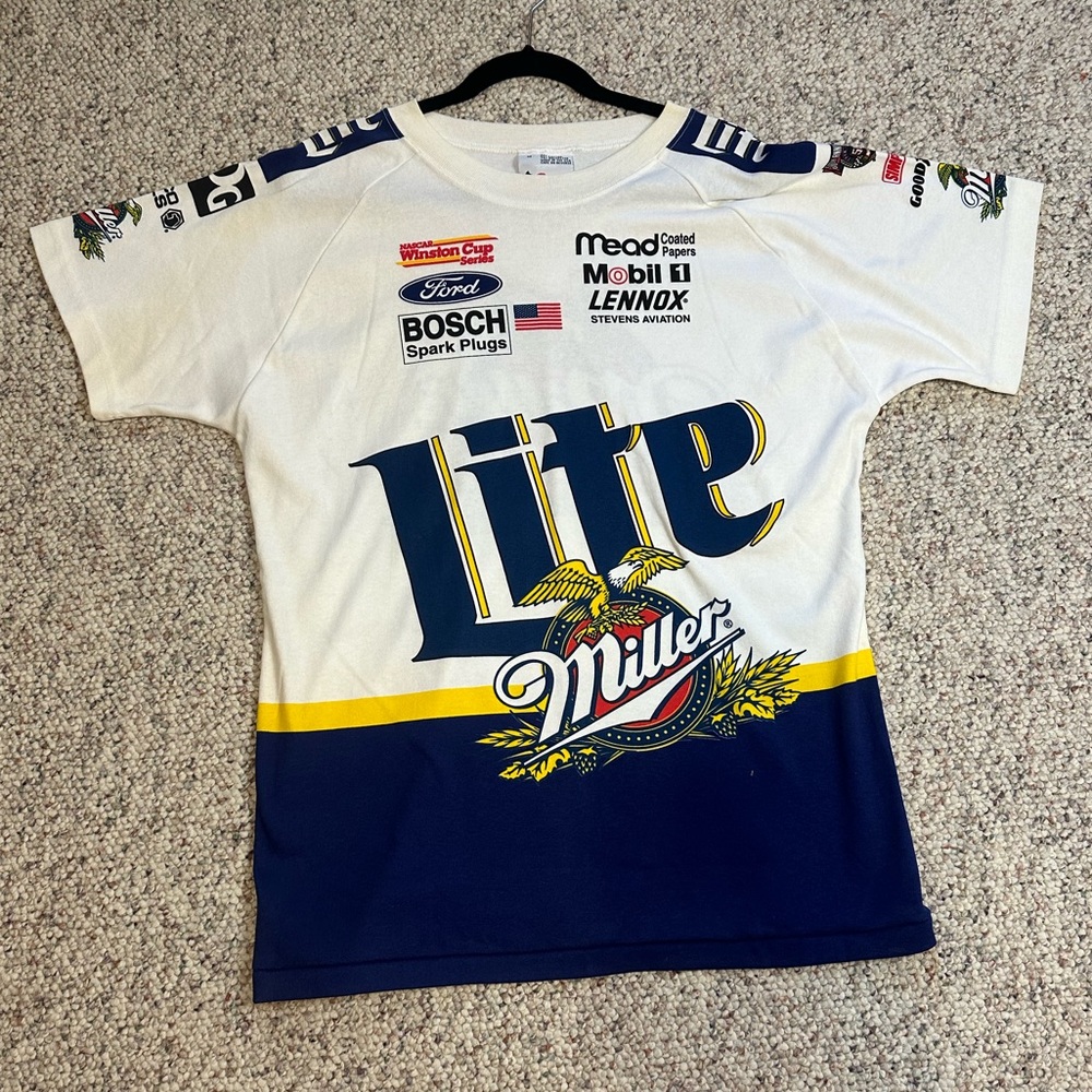 Vintage Chase Authentic NASCAR Rusty Wallace Penske Racing Miller Lite Shirt